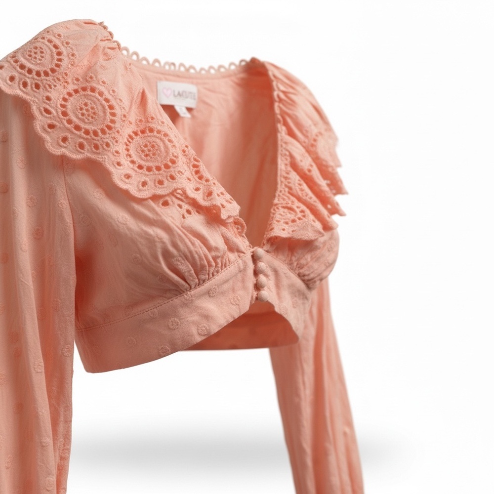 L'Atiste NWT Blush Peach Lace Detail Top Romantic Date Night Size S‎